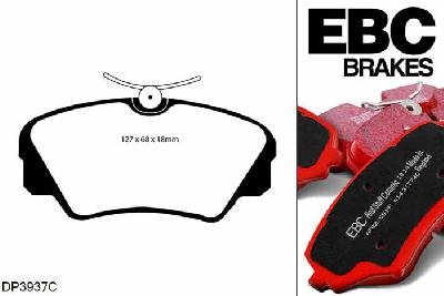 DP3937C, Opel Omega, 2.0 D 1997-1999, EBC Redstuff remblokken set vooras, Voor modellen met Girling/TRW remklauwen aan de vooras, Voor modellen met een remschijf diameter 296mm