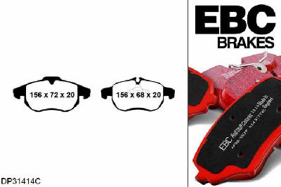 DP31414C, Opel Signum, 3.0 TD -31068238 2003-2004, EBC Redstuff remblokken set vooras, Voor modellen met ATE remklauwen aan de vooras, Voor modellen met een remschijf diameter 302mm