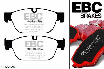 DP32092C, Peugeot RCZ, 2.0 TD 163 PK 2009-, EBC Redstuff remblokken set vooras, Voor modellen met ATE remklauwen aan de vooras, Voor modellen met een remschijf diameter 340mm