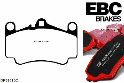 DP31515C, Porsche 911 (996) (Cast Iron Disc Only), 3.6 Twin Turbo 4 2001-2004, EBC Redstuff remblokken set vooras, Voor modellen met Brembo remklauwen aan de vooras, Voor modellen met een remschijf diameter 330mm
