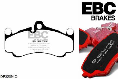 DP32094C, Porsche 911 (997) (Cast Iron Disc Only), 3.8 GT3 435 PK 2009-2012, EBC Redstuff remblokken set vooras, Voor modellen met Brembo remklauwen aan de vooras, Voor modellen met een remschijf diameter 380mm