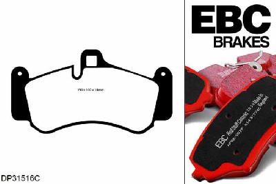 DP31516C, Porsche 911 (997) (Cast Iron Disc Only), 3.8 Twin Turbo S 530 PK 2010-2013, EBC Redstuff remblokken set vooras, Voor modellen met Brembo remklauwen aan de vooras, Voor modellen met een remschijf diameter 350mm