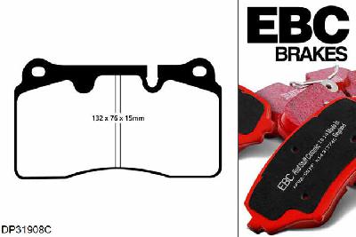 DP31908C, Renault Megane MK3 Coupe, 2.0 Turbo RS 265 PK 2011-2016, EBC Redstuff remblokken set vooras, Voor modellen met Brembo remklauwen aan de vooras, Voor modellen met een remschijf diameter 340mm