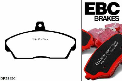 DP3815C, Rover 25, 1.4 1999-2005, EBC Redstuff remblokken set vooras, Voor modellen met Girling/TRW remklauwen aan de vooras, Voor modellen met een remschijf diameter 262mm