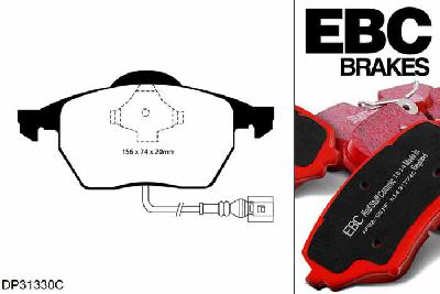 DP31330C, Seat Toledo, 1.8 Turbo 180 PK 2001-2005, EBC Redstuff remblokken set vooras, Voor modellen met ATE remklauwen aan de vooras, Voor modellen met een remschijf diameter 312mm