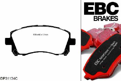 DP31134C, Subaru Impreza, 2.0 Sport 2000-2002, EBC Redstuff remblokken set vooras, Voor modellen met een remschijf diameter 277mm