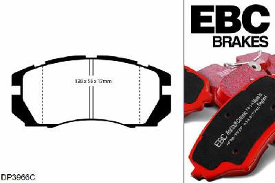 DP3966C, Subaru Impreza, 2.0 Turbo 1994-1996, EBC Redstuff remblokken set vooras, Voor modellen met een remschijf diameter 277mm