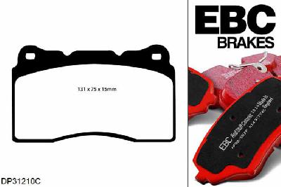 DP31210C, Subaru WRX STi, 2.5 Turbo 300 PK 2012-, EBC Redstuff remblokken set vooras, Voor modellen met Brembo remklauwen aan de vooras, Voor modellen met een remschijf diameter 325mm