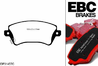 DP31457C, Toyota Corolla, 1.6 (ZZE121) 2002-2007, EBC Redstuff remblokken set vooras, Voor modellen met een remschijf diameter 255mm