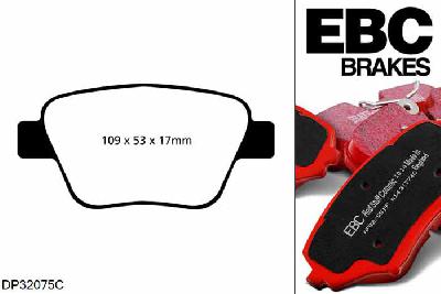 DP32075C, Audi A3 (8P), 1.6 TDI 2009-2013, EBC Redstuff remblokken set achteras, Voor modellen met Bosch remklauwen aan de achteras, Voor modellen met remschijf diameter van 272mm aan de achteras