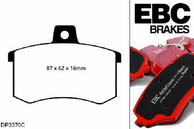 DP3370C, Audi Coupe, 2.3 20v 1991-1992, EBC Redstuff remblokken set achteras, Voor modellen met Girling/TRW remklauwen aan de achteras, Voor modellen met remschijf diameter van 245mm aan de achteras