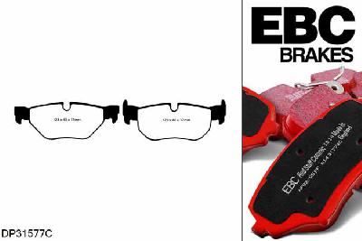 DP31577C, BMW 1 Series (E81), 120 d (2.0 TD) 177 PK 2007-2010, EBC Redstuff remblokken set achteras, Voor modellen met ATE remklauwen aan de achteras, Voor modellen met remschijf diameter van 300mm aan de achteras