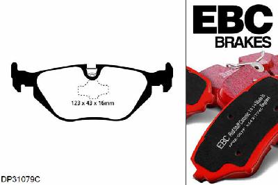 DP31079C, BMW 3 Series (E36), 318 d (1.7 TD) Compact 1998-2001, EBC Redstuff remblokken set achteras, Voor modellen met ATE remklauwen aan de achteras, Voor modellen met remschijf diameter van 272mm aan de achteras