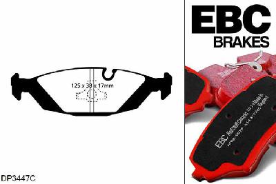 DP3447C, BMW 3 Series X (4WD) (E30), 325IX (2.5) 1985-1991, EBC Redstuff remblokken set achteras, Voor modellen met ATE remklauwen aan de achteras, Voor modellen met remschijf diameter van 258mm aan de achteras
