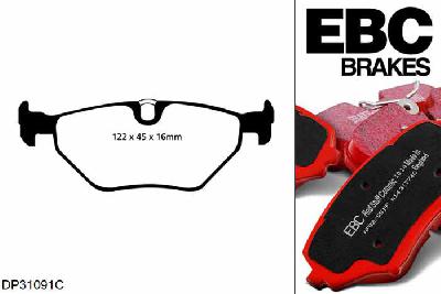 DP31091C, BMW 5 Series (E39), 530 i (3.0) Touring 2000-2003, EBC Redstuff remblokken set achteras, Voor modellen met ATE remklauwen aan de achteras, Voor modellen met remschijf diameter van 298mm aan de achteras