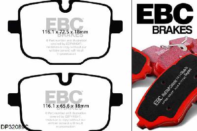 DP32089C, BMW 6 Series (F12), 650 (4.4 Twin Turbo) 2011-, EBC Redstuff remblokken set achteras, Voor modellen met TRW remklauwen aan de achteras, Voor modellen met remschijf diameter van 345mm aan de achteras