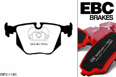 DP31118C, BMW M3, 3.2 CSL (E46) 2004-2007, EBC Redstuff remblokken set achteras, Voor modellen met ATE remklauwen aan de achteras, Voor modellen met remschijf diameter van 328mm aan de achteras