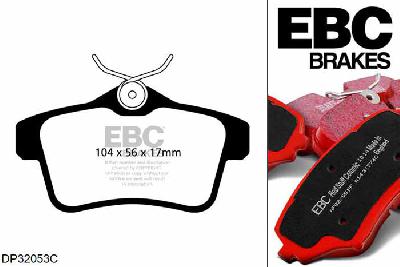 DP32053C, Citroen DS5, 2.0 TD 180 PK 2014-2015, EBC Redstuff remblokken set achteras, Voor modellen met remschijf diameter van 290mm aan de achteras