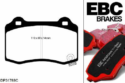DP31788C, Dodge Charger, 6.1 2006-2012, EBC Redstuff remblokken set achteras, Voor modellen met Brembo remklauwen aan de achteras, Voor modellen met remschijf diameter van 350mm aan de achteras