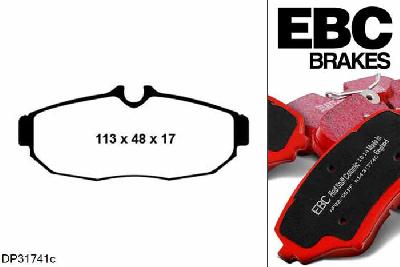 DP31741C, Ford Mustang (5th Generation), 4.0 2005-2010, EBC Redstuff remblokken set achteras, Voor modellen met remschijf diameter van 300mm aan de achteras