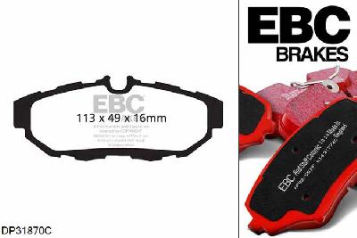 DP31870C, Ford Mustang (5th Generation), 4.6 GT 2010-2011, EBC Redstuff remblokken set achteras, Voor modellen met remschijf diameter van 300mm aan de achteras