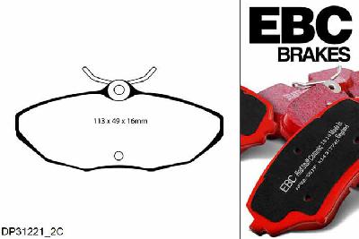 DP31221/2C, Jaguar S-Type, 2.5 (Sport Suspension) 200 PK 2002-2006, EBC Redstuff remblokken set achteras, Voor modellen met Girling/TRW remklauwen aan de achteras, Voor modellen met remschijf diameter van 288mm aan de achteras