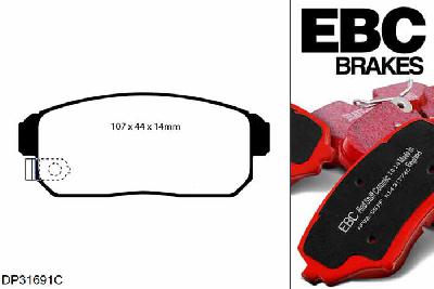 DP31691C, Mazda RX8, 1.3 (Rotary) (Japan) 2003-2012, EBC Redstuff remblokken set achteras, Voor modellen met remschijf diameter van 302mm aan de achteras