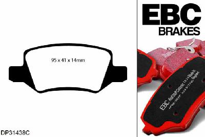 DP31438C, Mercedes A-Class (W169), A180 (1.7) 2009-2012, EBC Redstuff remblokken set achteras, Voor modellen met remschijf diameter van 258mm aan de achteras