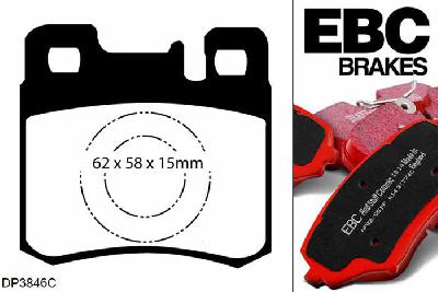 DP3846C, Mercedes C-Class (W202), C230 K 1995-1996, EBC Redstuff remblokken set achteras, Voor modellen met ATE remklauwen aan de achteras, Voor modellen met remschijf diameter van 278mm aan de achteras