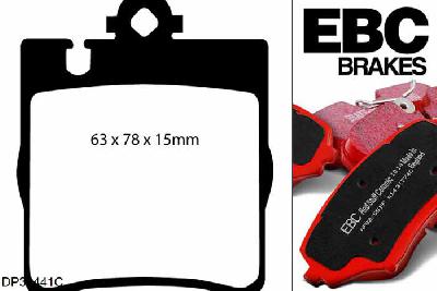 DP31441C, Mercedes C-Class Coupe (CL203), C230 K 2001-2008, EBC Redstuff remblokken set achteras, Voor modellen met ATE remklauwen aan de achteras, Voor modellen met remschijf diameter van 290mm aan de achteras