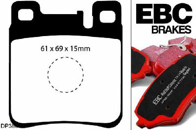 DP3887C, Mercedes E-Class (T210), E240 Estate 1997-2003, EBC Redstuff remblokken set achteras, Voor modellen met ATE remklauwen aan de achteras, Voor modellen met remschijf diameter van 290mm aan de achteras