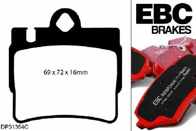 DP31364C, Mercedes S-Class (W220), S320 D 1999-2002, EBC Redstuff remblokken set achteras, Voor modellen met remschijf diameter van 300mm aan de achteras