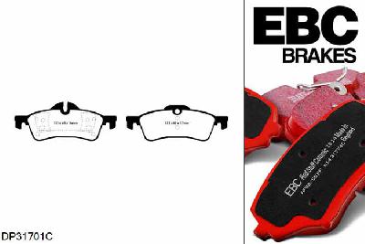DP31701C, Mini Mini Convertible (R52), 1.6 Cooper 2004-2008, EBC Redstuff remblokken set achteras, Voor modellen met ATE remklauwen aan de achteras, Voor modellen met remschijf diameter van 259mm aan de achteras