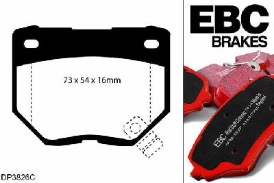 DP3826C, Nissan 300ZX, 3.0 (GZ32) (Not UK) 1989-1994, EBC Redstuff remblokken set achteras, Voor modellen met remschijf diameter van 295mm aan de achteras