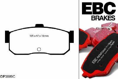 DP3889C, Nissan Almera, 2.0 1996-2000, EBC Redstuff remblokken set achteras, Voor modellen met remschijf diameter van 258mm aan de achteras