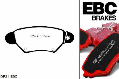 DP31186C, Opel Astra (G), 2.2 2000-2005, EBC Redstuff remblokken set achteras, Voor modellen met Bosch remklauwen aan de achteras, Voor modellen met remschijf diameter van 264mm aan de achteras