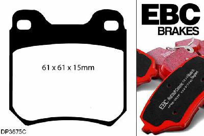 DP3675C, Opel Vectra, 2.5 (i500) 1998-2000, EBC Redstuff remblokken set achteras, Voor modellen met ATE remklauwen aan de achteras, Voor modellen met remschijf diameter van 286mm aan de achteras