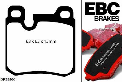 DP3996C, Porsche 911 (964), 3.6 Carrera 1989-1992, EBC Redstuff remblokken set achteras, Voor modellen met ATE remklauwen aan de achteras, Voor modellen met remschijf diameter van 299mm aan de achteras