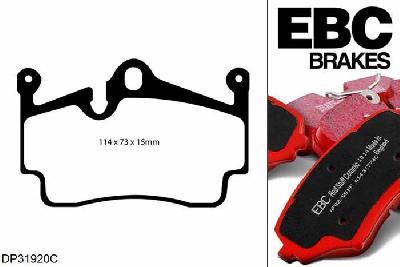 DP31920C, Porsche Boxster (718), 2.5 Turbo 350 PK 2016-, EBC Redstuff remblokken set achteras, Voor modellen met Brembo remklauwen aan de achteras, Voor modellen met remschijf diameter van 299mm aan de achteras