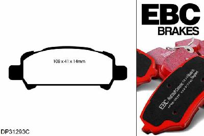 DP31293C, Subaru Impreza, 2.0 Turbo (UK) 1998-2002, EBC Redstuff remblokken set achteras, Voor modellen met remschijf diameter van 290mm aan de achteras