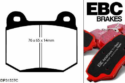 DP31537C, Subaru Impreza, 2.5 Turbo WRX STi 2006-2007, EBC Redstuff remblokken set achteras, Voor modellen met Brembo remklauwen aan de achteras, Voor modellen met remschijf diameter van 316mm aan de achteras