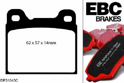 DP31043C, Volvo 850, 2.3 Turbo T-5R 1995-1997, EBC Redstuff remblokken set achteras, Voor modellen met ATE remklauwen aan de achteras, Voor modellen met remschijf diameter van 295mm aan de achteras