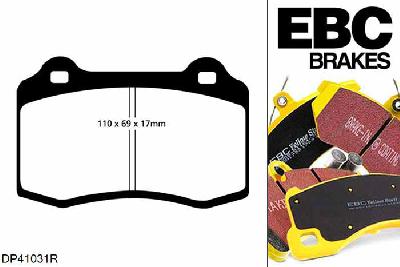DP41031R, Alfa Romeo 147, 3.2 250 PK 2002-2003, EBC Yellowstuff remblokken set vooras, Voor modellen met Brembo remklauwen aan de vooras, Voor modellen met een remschijf diameter 305mm