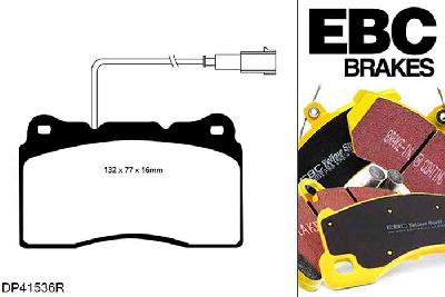 DP41536R, Alfa Romeo 166, 3.2 2004-2008, EBC Yellowstuff remblokken set vooras, Voor modellen met Brembo remklauwen aan de vooras, Voor modellen met een remschijf diameter 310mm