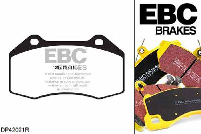 DP42021R, Alfa Romeo Mi.To, 1.4 Turbo 170 PK 2009-2010, EBC Yellowstuff remblokken set vooras, Voor modellen met Brembo remklauwen aan de vooras, Voor modellen met een remschijf diameter 305mm