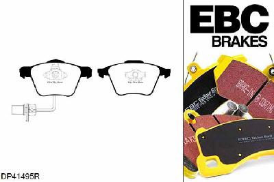 DP41495R, Audi A4 (B7), 3.2 (PR-1LA) 2004-2008, EBC Yellowstuff remblokken set vooras, Voor modellen met ATE remklauwen aan de vooras, Voor modellen met een remschijf diameter 320mm