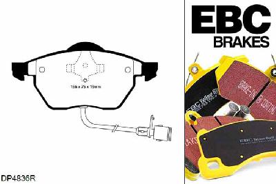 DP4836R, Audi A4 quattro (B5), 1.9 TDI 1997-1999, EBC Yellowstuff remblokken set vooras, Voor modellen met ATE remklauwen aan de vooras, Voor modellen met een remschijf diameter 288mm