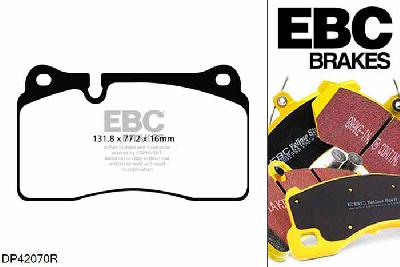 DP42070R, Audi TT RS+ quattro (8J), 2.5 Turbo 360 PK 2012-2014, EBC Yellowstuff remblokken set vooras, Voor modellen met Brembo remklauwen aan de vooras, Voor modellen met een remschijf diameter 370mm