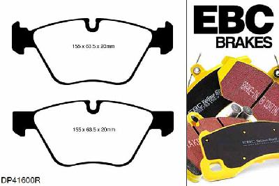 DP41600R, BMW 1 Series (E81), 130 i (3.0) 2005-2010, EBC Yellowstuff remblokken set vooras, Voor modellen met ATE remklauwen aan de vooras, Voor modellen met een remschijf diameter 330mm
