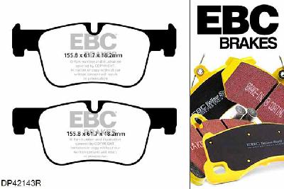 DP42143R, BMW 1 Series (F20), 118 d (2.0 TD) 2011-, EBC Yellowstuff remblokken set vooras, Voor modellen met ATE remklauwen aan de vooras, Voor modellen met een remschijf diameter 284mm